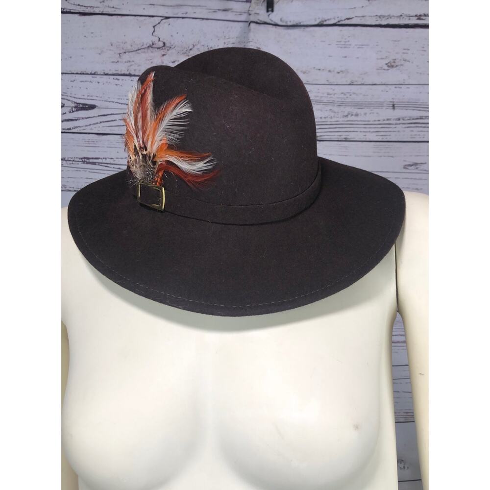 Vintage Doeskin Brown hat with Fall colored feathers - Picture 4 of 12